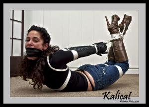 www.tiedinheels.com - Kalicat..Leather Gloves, Jeans and High Heeled Knee Boots! Part-1 HD-MP4 thumbnail