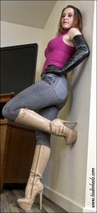www.tiedinheels.com - Serene Isley...Beige High Heeled Knee Boots! HD-mp4 thumbnail