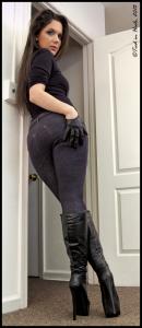 www.tiedinheels.com - Sandra Reyes...Jeans and Black Boots! HD-mp4 thumbnail