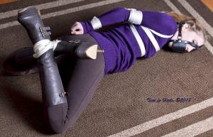 www.tiedinheels.com - Rachel Lilly...Tied and Muzzled in a Sweater and High Heeled Knee Boots!  thumbnail