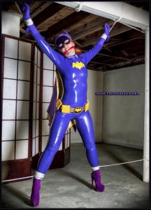 www.tiedinheels.com - Batgirl Spreadeagle in the Dungeon Lair! thumbnail