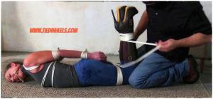www.tiedinheels.com - Portia Roped Up and Bit Gagged in Jeans and Broen Leather Knee Boots! Part-1 thumbnail
